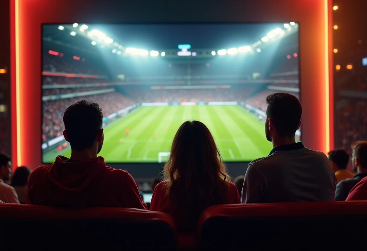 Amigos disfrutando de un partido de fútbol en casa