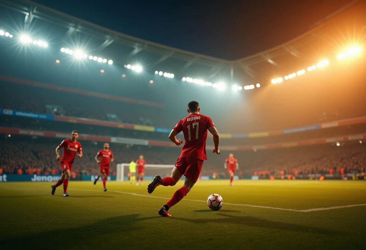 Actievolle scène in een voetbalwedstrijd
