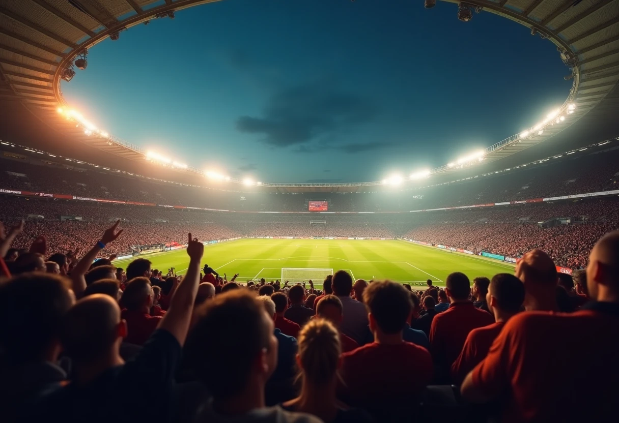 Lebhaftes Fußballstadion während eines Nachtspiels
