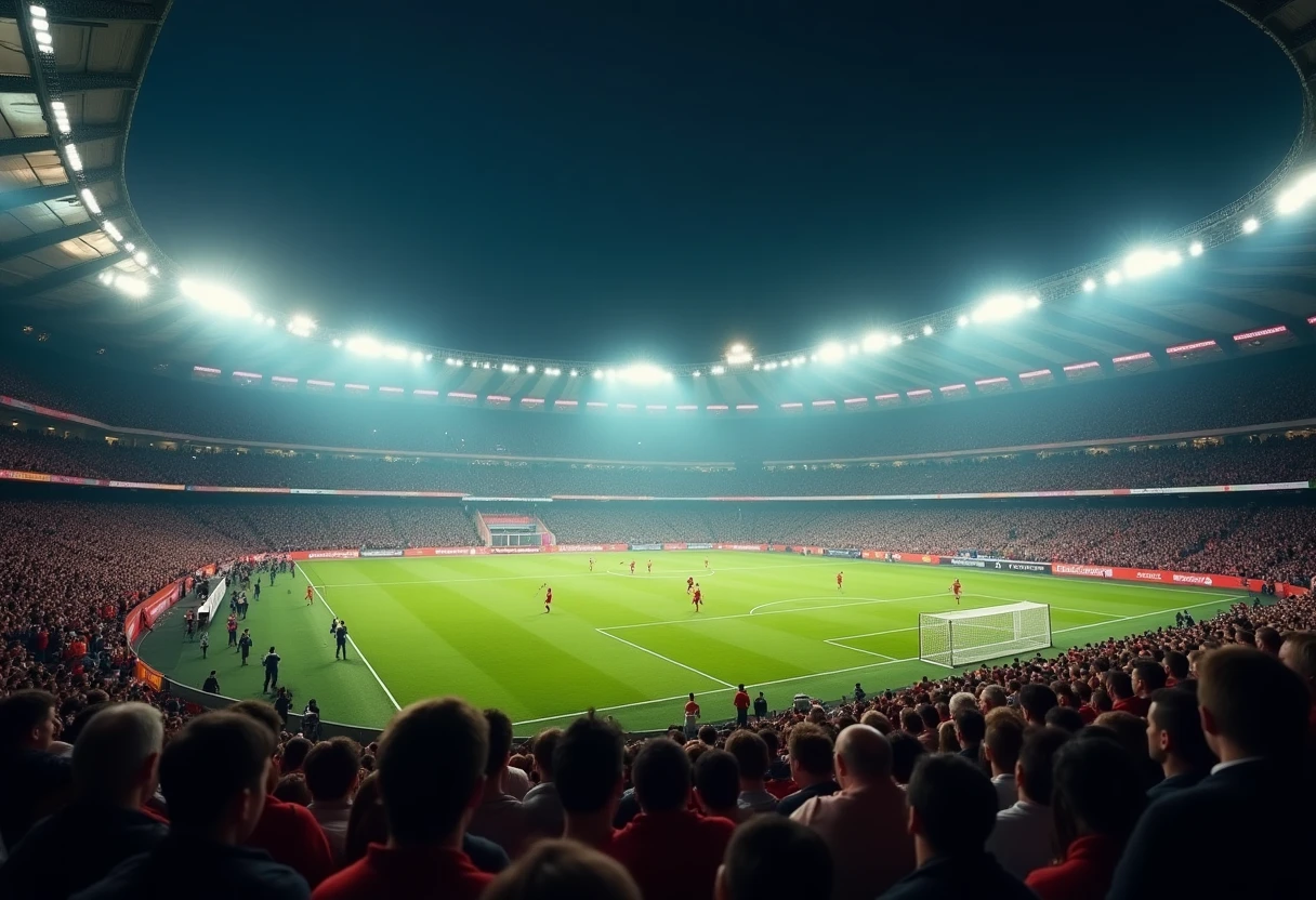 Atmosfera na stadionie podczas meczu piłkarskiego