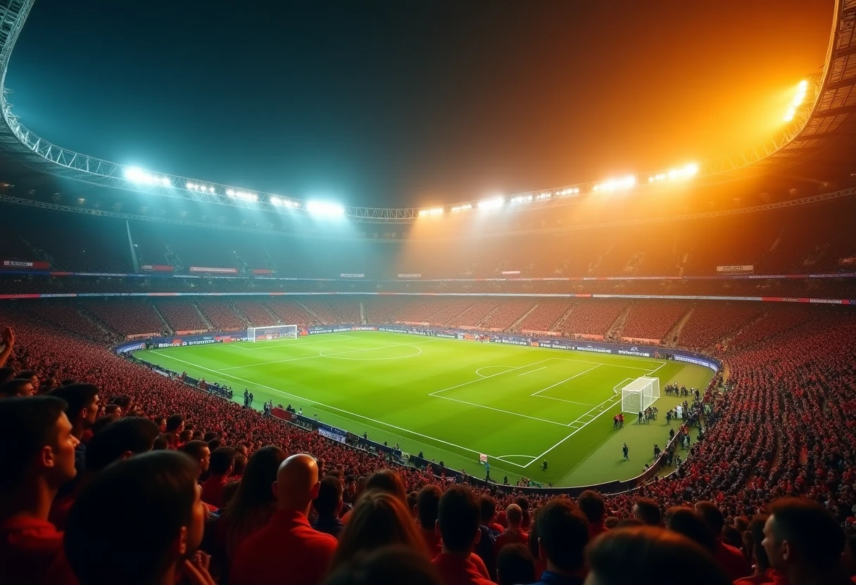 Stade de football en effervescence