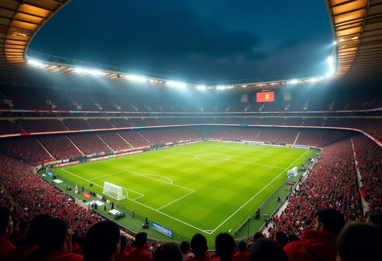 Estádio de futebol iluminado