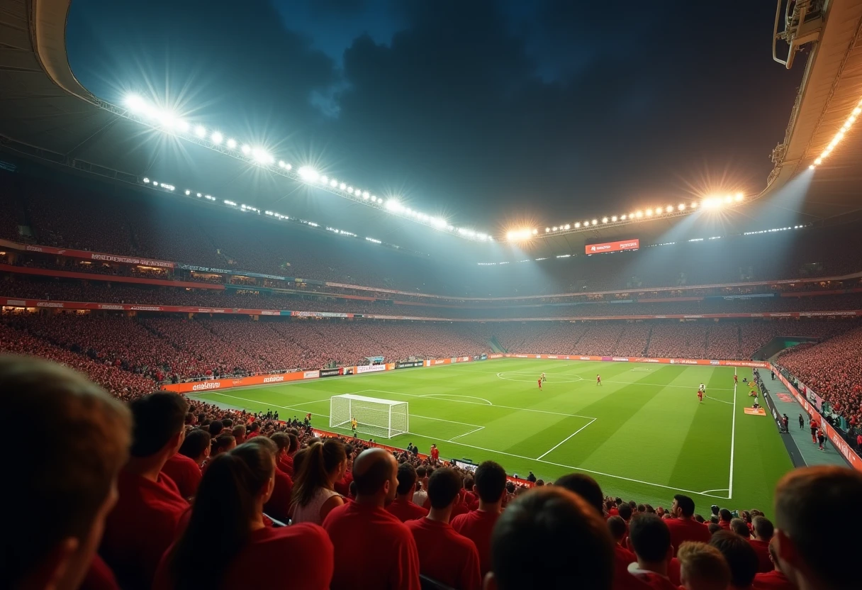Futbol stadyumunda maç atmosferi
