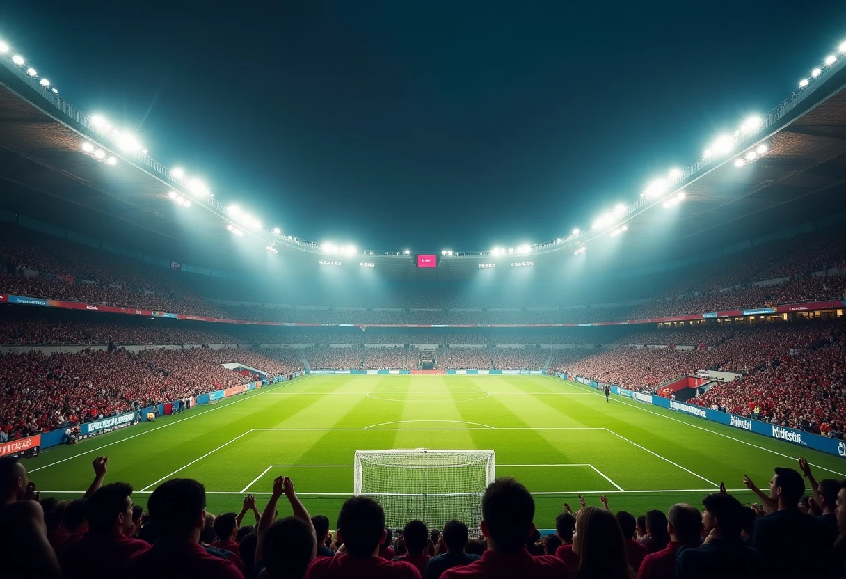 Estadio vibrante durante un partido de fútbol