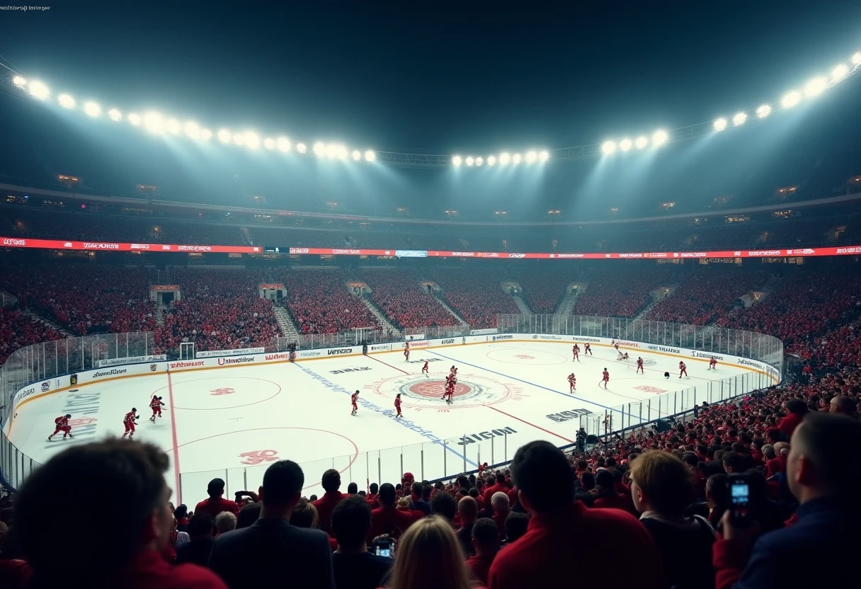 NHL game with intense crowd atmosphere
