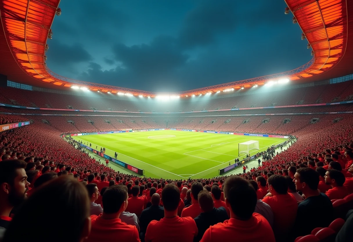 Campo de fútbol iluminado