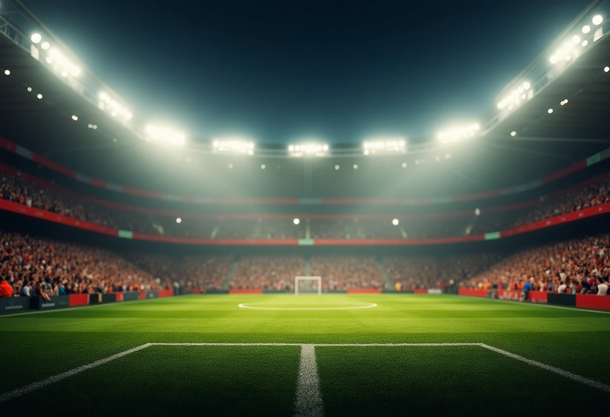 Campo da calcio durante una partita importante