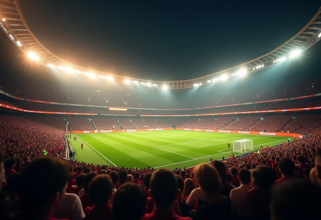 Ambiente de un estadio durante un partido nocturno