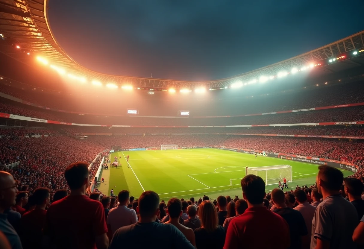 Estadio lleno de aficionados durante un partido importante