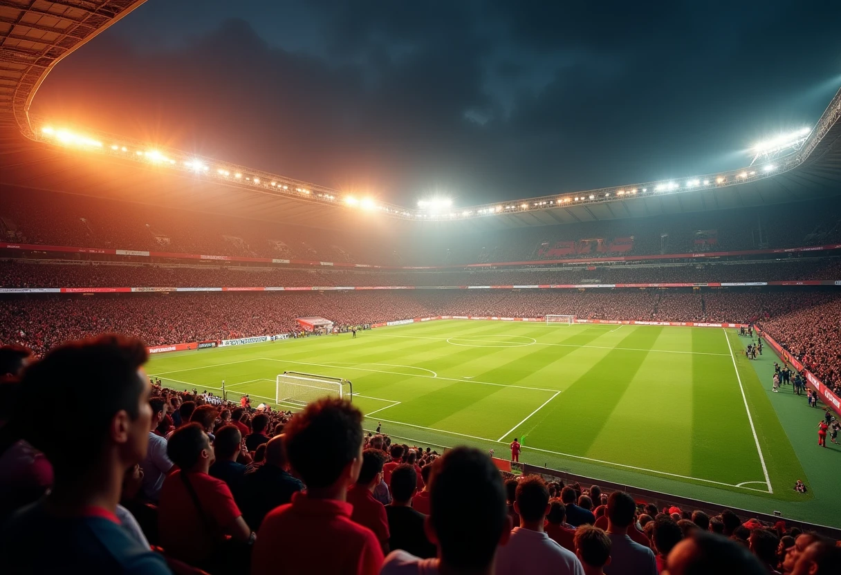 Stadium atmosphere during a Champions League match