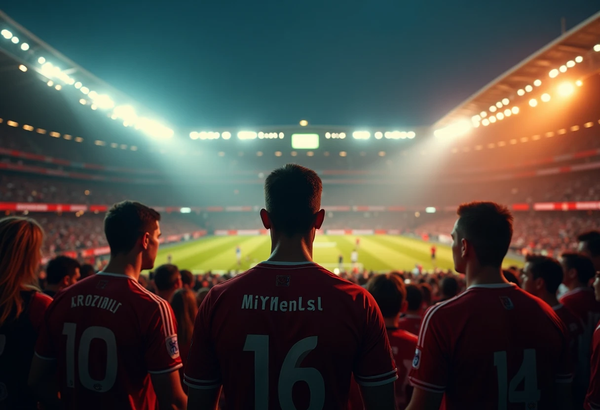 Dramatisches Fußballstadion bei Nacht