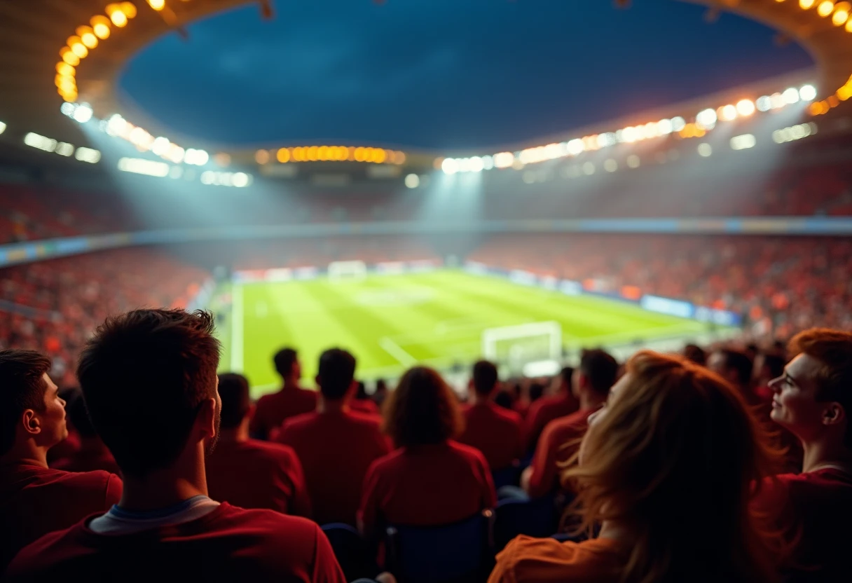 Fußballfans in einem vollen Stadion